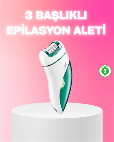 3 in 1 Epilatör Metal Başlıklı IPX5 Su Geçirmez 90 Dakika Şarjlı Epilasyon Cihazı