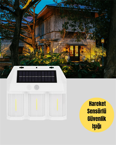 3 in 1 Solar Duvar Lambası – IP65 Su Geçirmez, Hareket Sensörlü