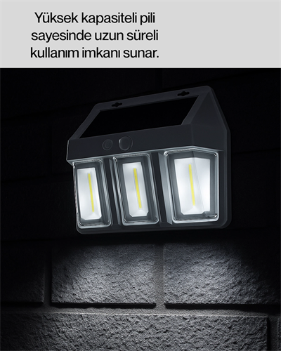3 in 1 Solar Duvar Lambası – IP65 Su Geçirmez, Hareket Sensörlü