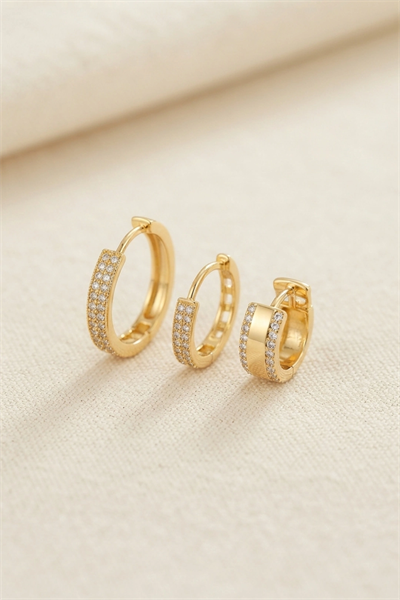 3 lü Set Gold Renk Halka Model Küpe