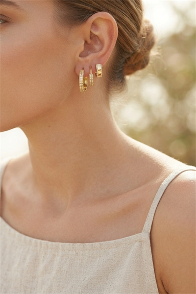 3 lü Set Gold Renk Halka Model Küpe
