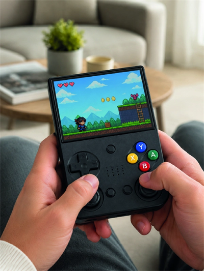 3.5 İnç IPS Ekran Retro Oyun Konsolu 64GB Dahili Hafıza Çift Analog Joystick Taşınabilir El Konsolu