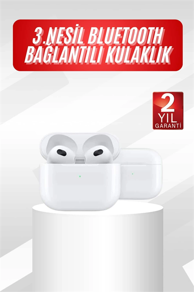 3.Nesil İOS Android Uyumlu Bluetooth 5.0 Beyaz Çağrı Cevaplama