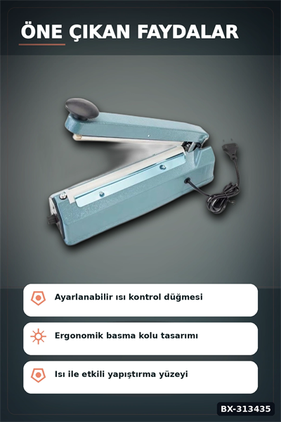 30 Cm Kaynaklı Alüminyum Gövdeli Poşet Ağzı Kapatma Makinası FS-300 Isı Ayarı 8 Kademe BX-313435