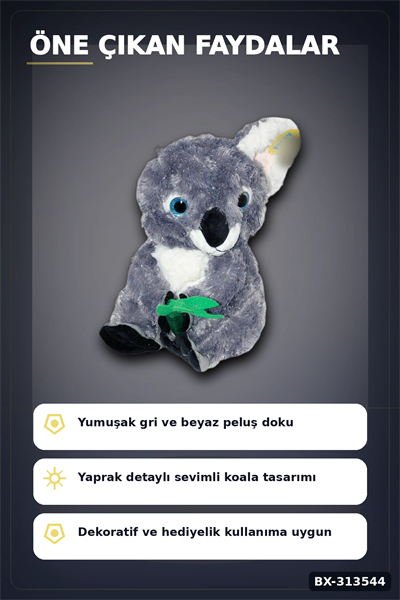 30 cm Yumuşak Bambulu Peluş Koala Oyuncak - Çocuk Odası Hediyelik Dekor BX-313544