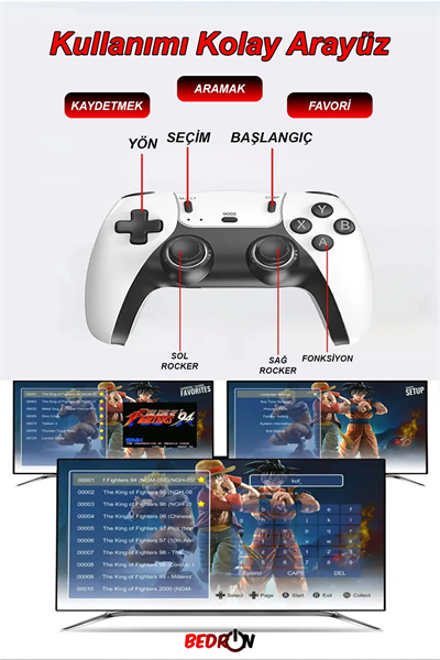 30.000 Oyun Yüklü, PS5 Kollu, 2.4G Kablosuz Çift Kumandalı Retro Oyun Konsolu Stick