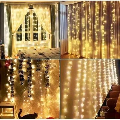 300 Ledli 10 Sarkıt Perde Led Işık-8 Fonksiyon, Uzaktan Kumandalı, 3x3 Metre (3936)