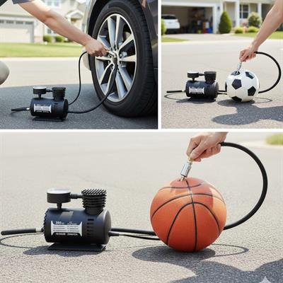 300 PSI Güçlü Taşınabilir Hava Kompresörü–Araba, Motosiklet, Bisiklet ve Top Şişirme İçin Çakmaklıklı Lastik Şişirme Pompası (3936)