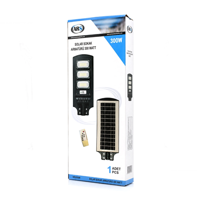 300w - 6500k Solar - Güneş Enerjili Sokak Lambası - Armatür Sensörlü Bahçe-balkon-sokak Ars-348966 Bx40