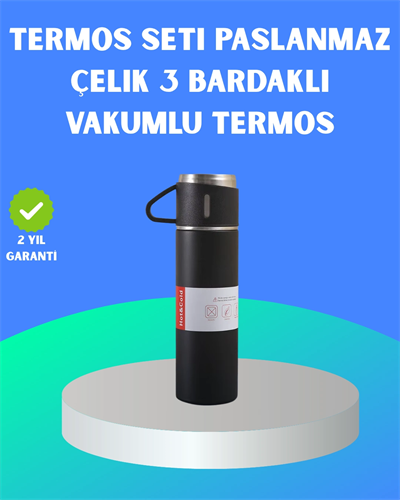 304 Çelik Termos Seti | 2 Bardaklı, 500 ml, Uzun Süre Isı Koruma