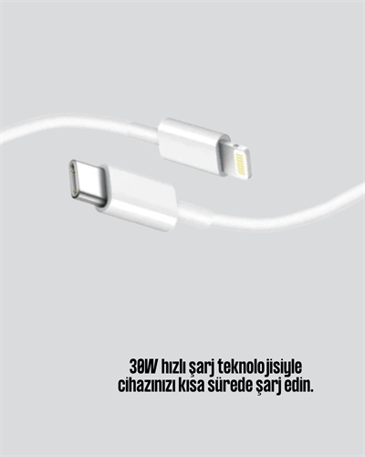 30W Type-C Lightning Hızlı Şarj Kablosu 1.2m iPhone Uyumlu