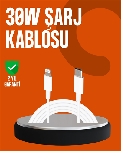 30W Type-C Lightning Hızlı Şarj Kablosu 1.2m iPhone Uyumlu