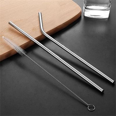 31 cm Ekstra Uzun Paslanmaz Çelik Pipet Seti – 3 Parça (Eğri + Düz + Fırça)