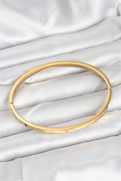 316L Çelik Gold Renk 65 mm İnce Kadın Kelepçe Bileklik