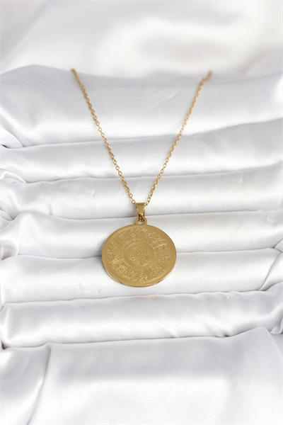 316L Çelik Gold Renk Ayetel Kürsi Yazılı Kolye