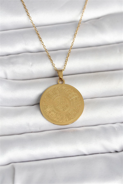 316L Çelik Gold Renk Ayetel Kürsi Yazılı Kolye