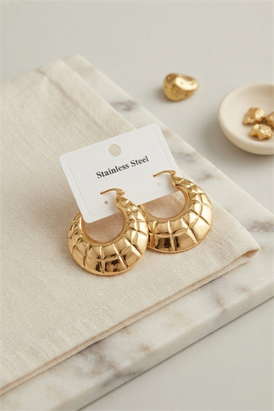 316L Çelik Gold Renk Bohem Halka Model Küpe