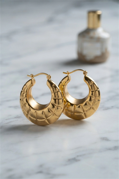 316L Çelik Gold Renk Bohem Halka Model Küpe