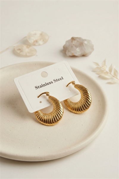 316L Çelik Gold Renk Halka Model Küpe
