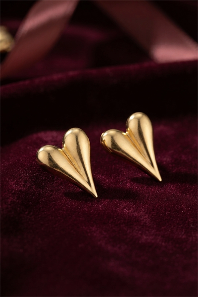 316L Çelik Gold Renk Kalp Model Küpe
