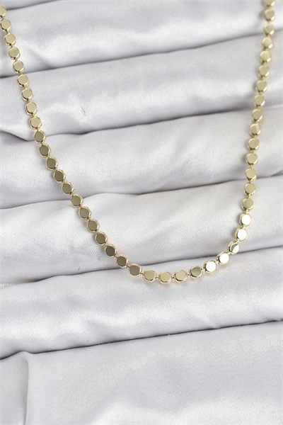 316L Çelik Zincir Gold Renk Ezme Zincir Model  45 cm Kadın Kolye