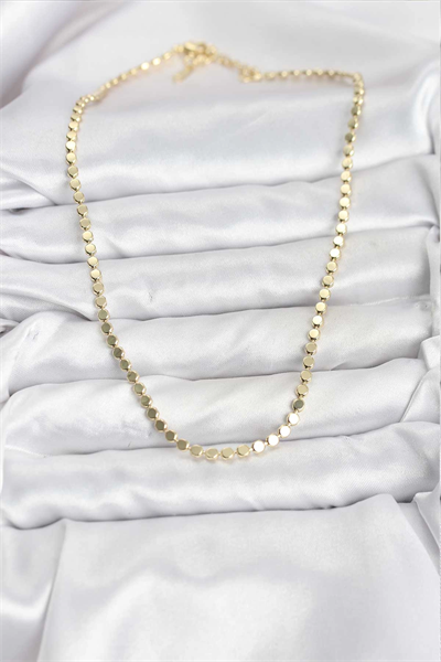 316L Çelik Zincir Gold Renk Ezme Zincir Model  45 cm Kadın Kolye