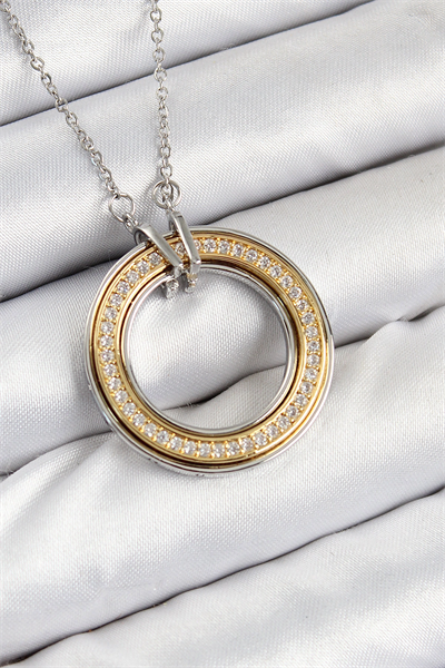 316L Çelik Zirkon Taşlı Dönen Daire Model Gold Ve Gümüş Renk Kadın Kolye