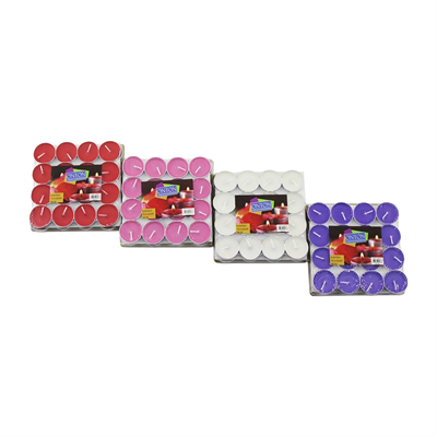 32pcs Renkli Tea Light Yuvarlak Mum Mix - Herhangi Bir Renk Gönderilir Bx40