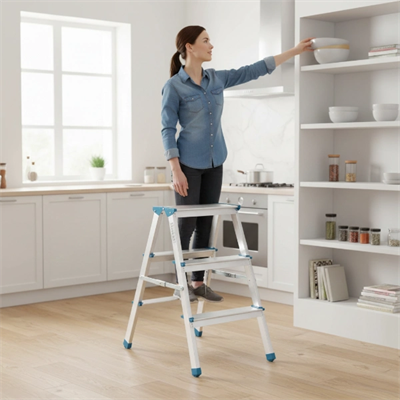 3+3 Çift Basamaklı Alüminyum Metal Merdiven