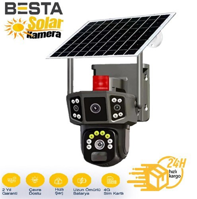 3+3+3 MP SİM KARTLI SOLAR KABLOSUZ GÜVENLİK KAMERASI BS-2088