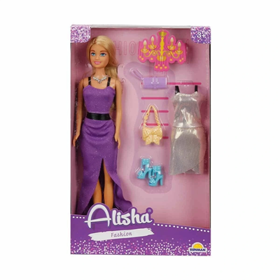 3393 SUN-RST-SIS Minik Alisha Yedek Kıyafetli Bebek Set 29 cm -