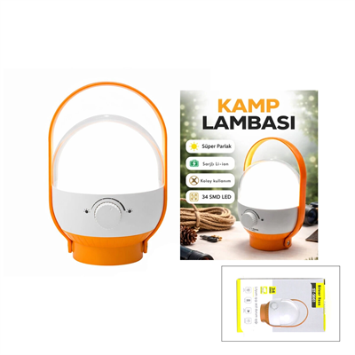 34 Led Kamp Lambası - Fener Usb Şarjlı Ayarlanabilir Işık 4.8w - 2400mah St-5661 Bx40