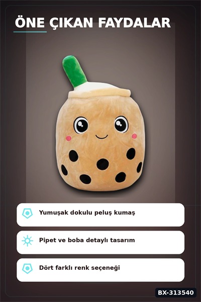 35 Cm Bubble Tea Peluş Oyuncak 1 Adet Rastgele Renk Sevimli Hediye Peluş BX-313540