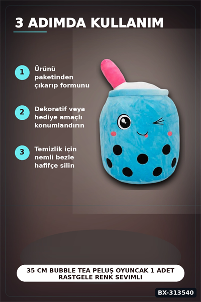 35 Cm Bubble Tea Peluş Oyuncak 1 Adet Rastgele Renk Sevimli Hediye Peluş BX-313540