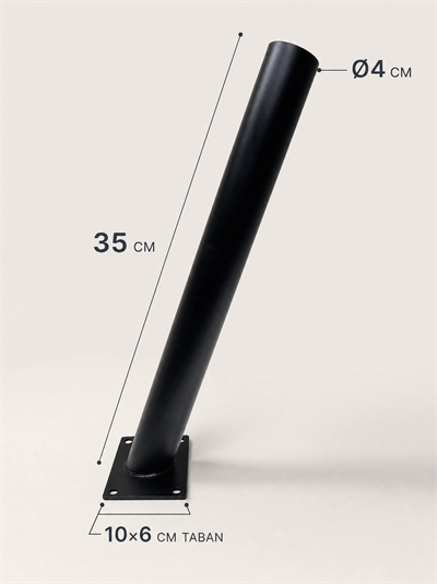 35 cm Siyah Metal Dış Mekan Sokak Armatürü Montaj Konsolu 4 cm Boru 10x6 cm Tabanlı