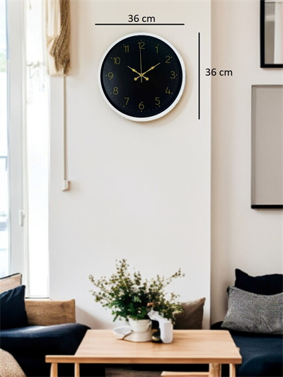 36 Cm Beyaz Zarif Duvar Saati