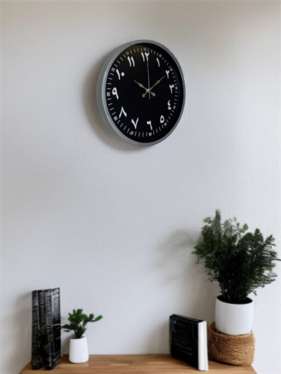 36 Cm Gri Arapça Rakamlı Duvar Saati