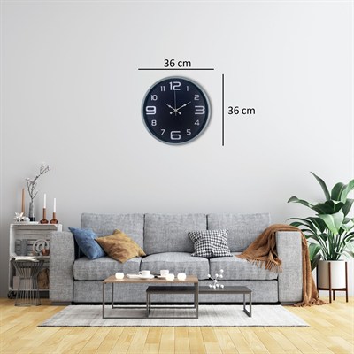 36 Cm Gri Dekoratif Duvar Saati