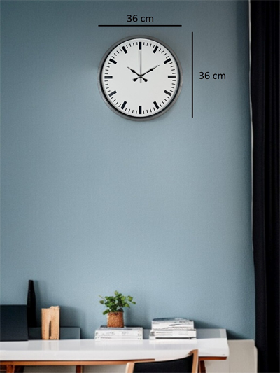 36 Cm Gri Sade Dekoratif Duvar Saati