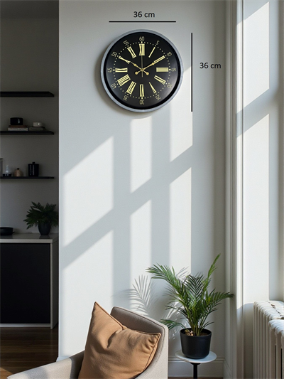 36 Cm Gri Şık Dekoratif Duvar Saati