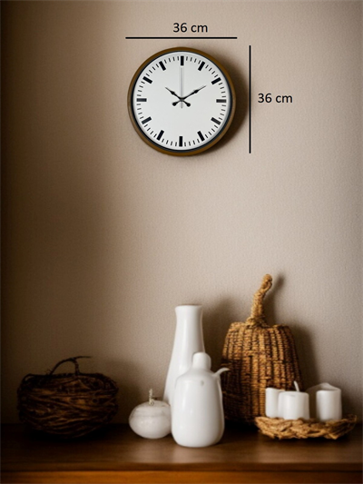 36 Cm Kahverengi Dekoratif Şık Duvar Saati