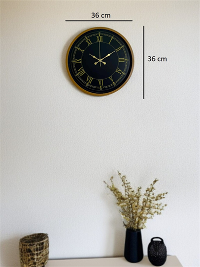 36 Cm Kahverengi Gold Roma Rakamlı Duvar Saati