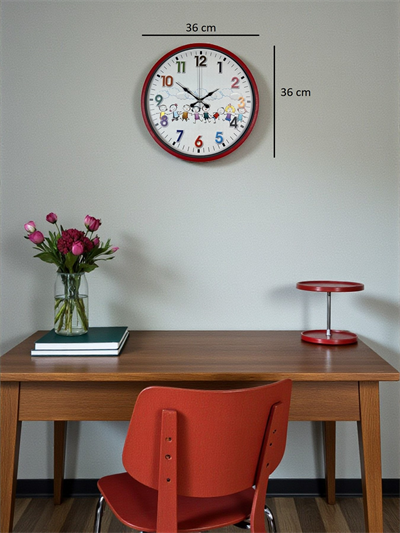 36 Cm Kırmızı Çocuk Odası Duvar Saati