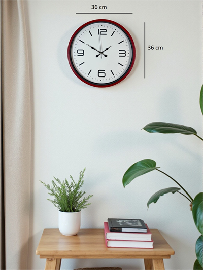 36 Cm Kırmızı Modern Dekoratif Duvar Saati