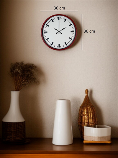 36 Cm Kırmızı Sade Dekoratif Duvar Saati