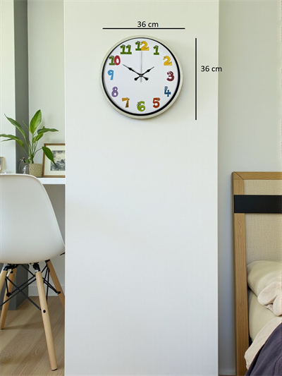 36 Cm Krem Çocuk Odası Duvar Saati