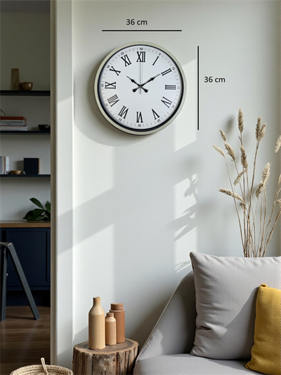 36 Cm Krem Roma Rakamlı Duvar Saati