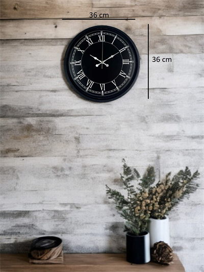36 Cm Modern Siyah Duvar Saati