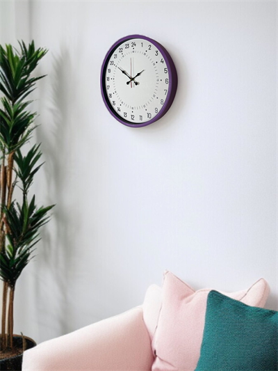 36 Cm Mor 24 Saat Göstergeli Özel Tasarım Duvar Saati