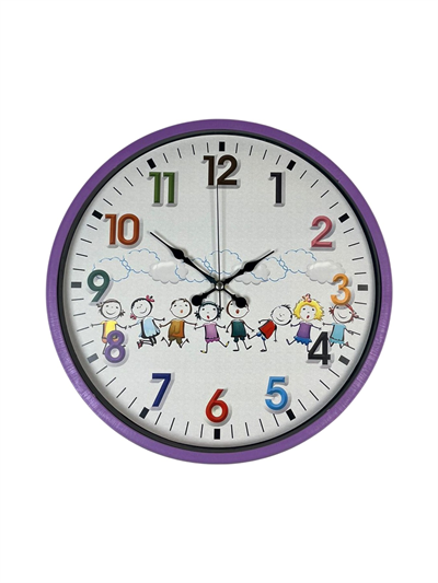 36 Cm Mor Çocuk Odası Duvar Saati